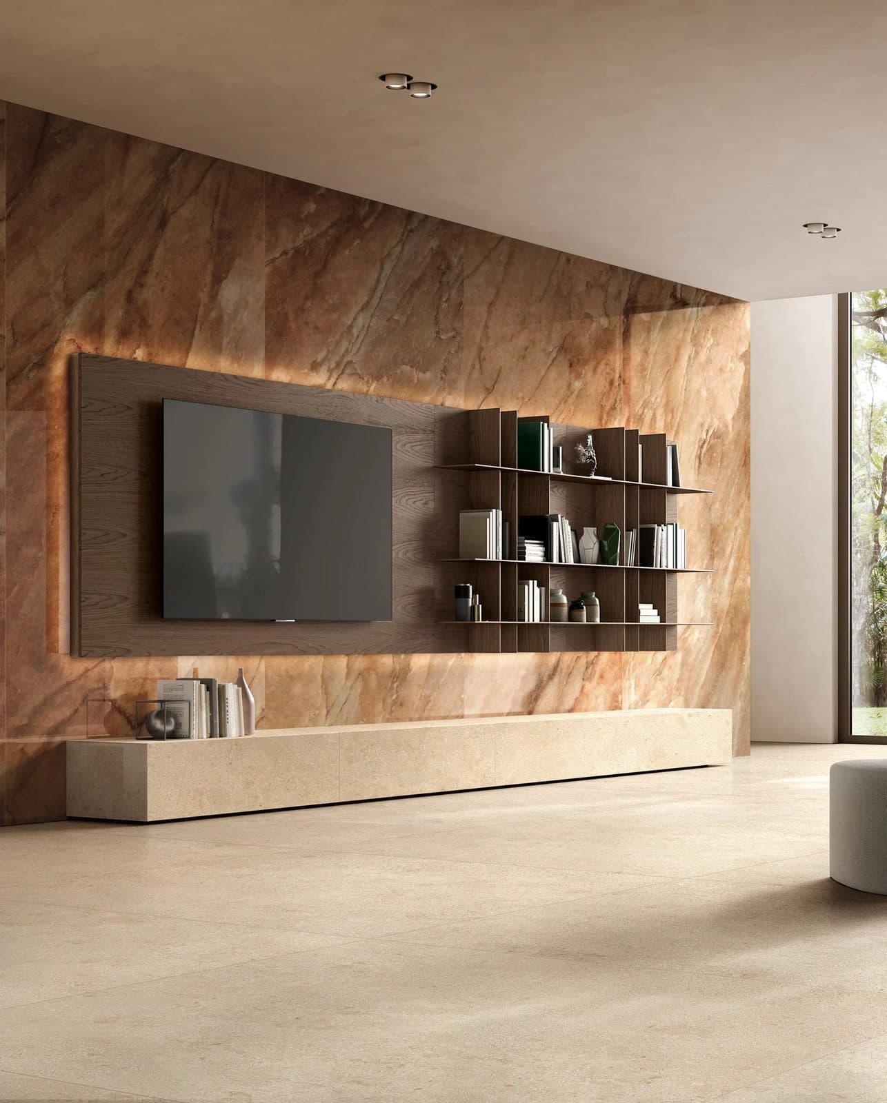 Authentic Luxe Stone Montpellier, grès cérame effet pierre grand format, Florim, mise en scène 1