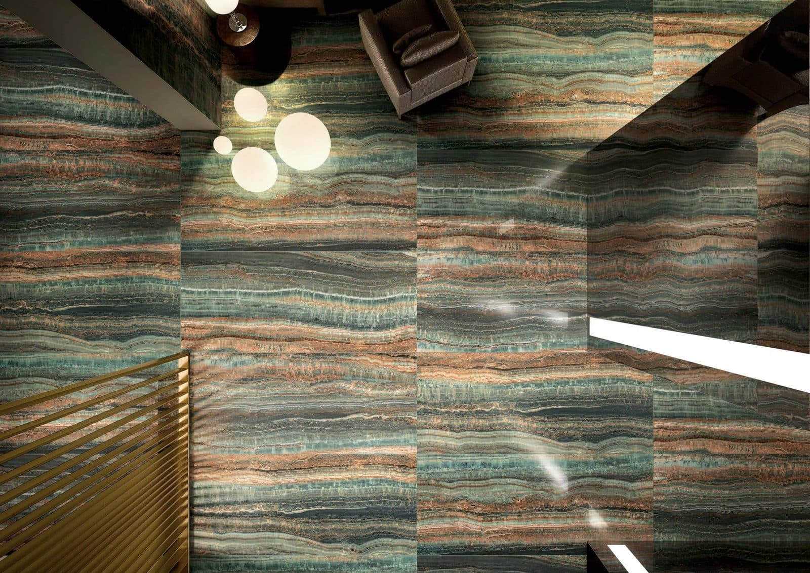 Eccentric Luxe Mint, grès cérame effet marbre grand format, Florim