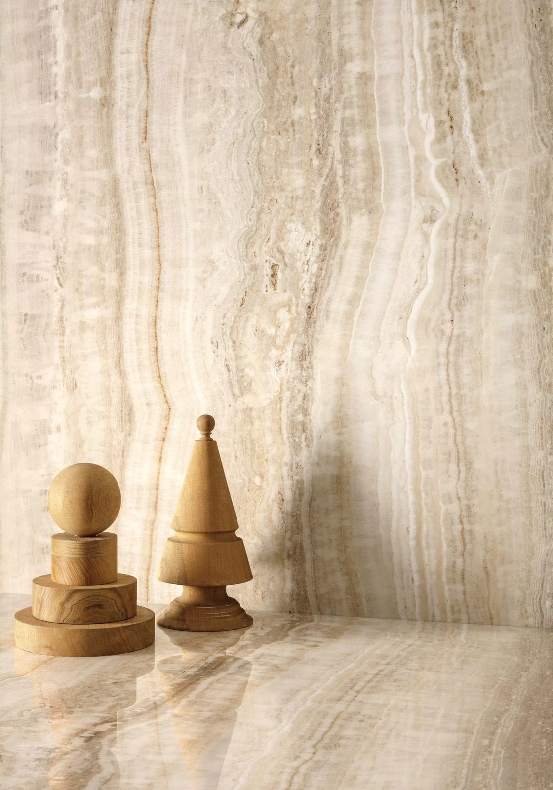 Eccentric Luxe Almond, grès cérame effet marbre grand format, Florim