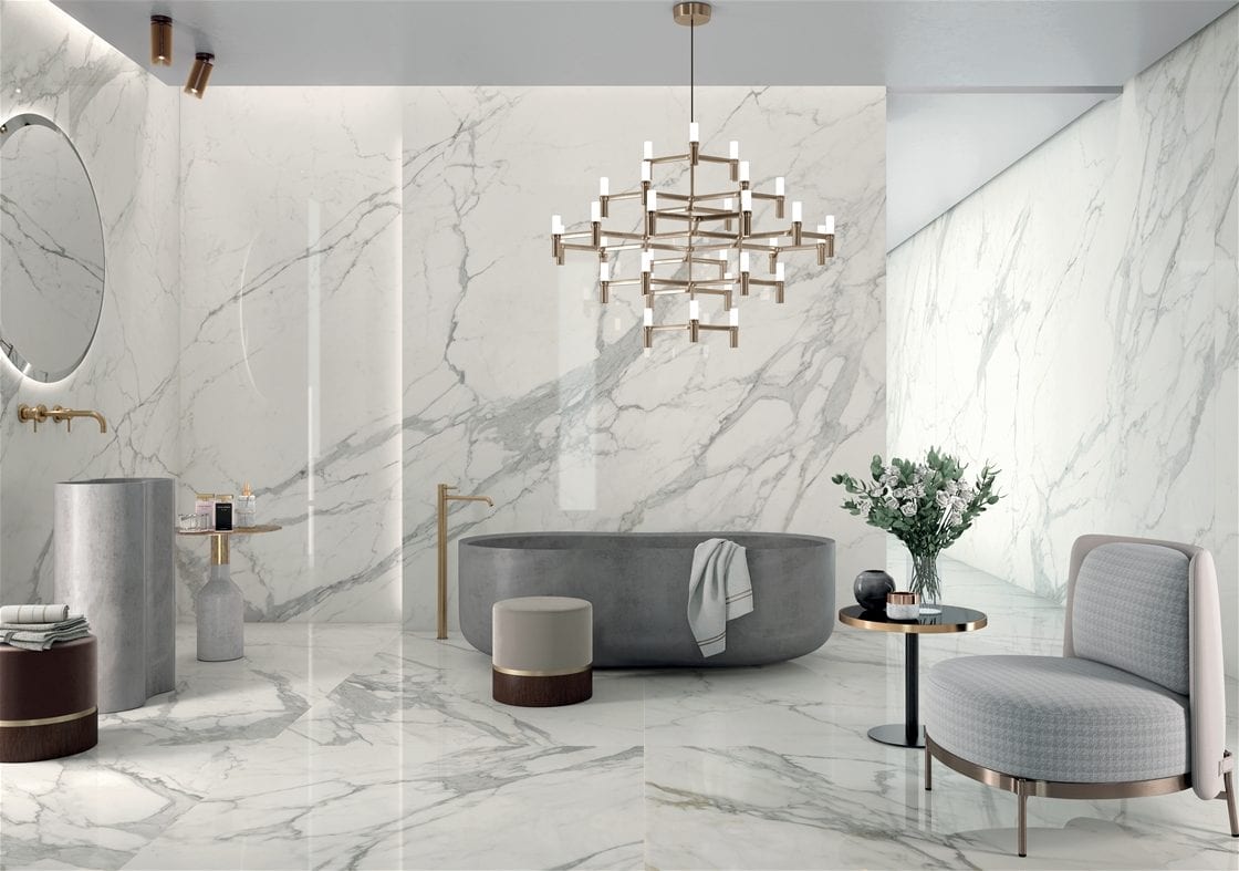 Pure Statuario en salle de bain