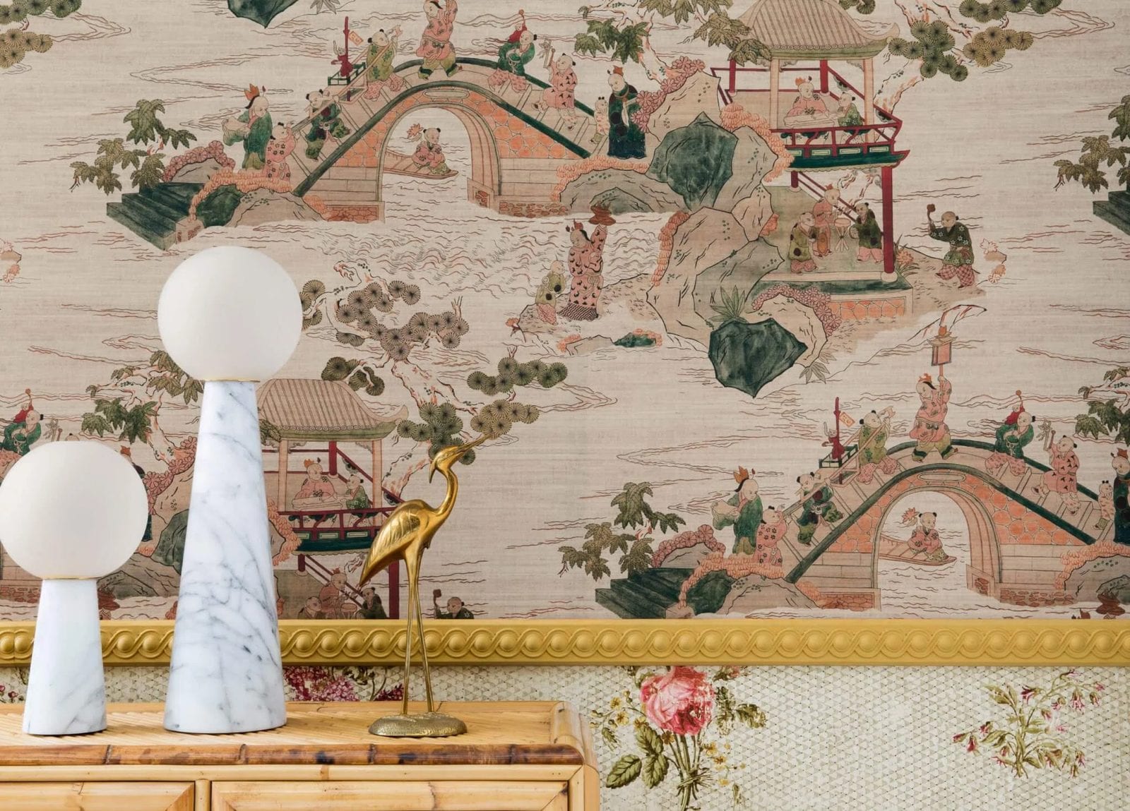 Compagnie des Indes, tissu d'ameublement papier peint motif, Pierre Frey
