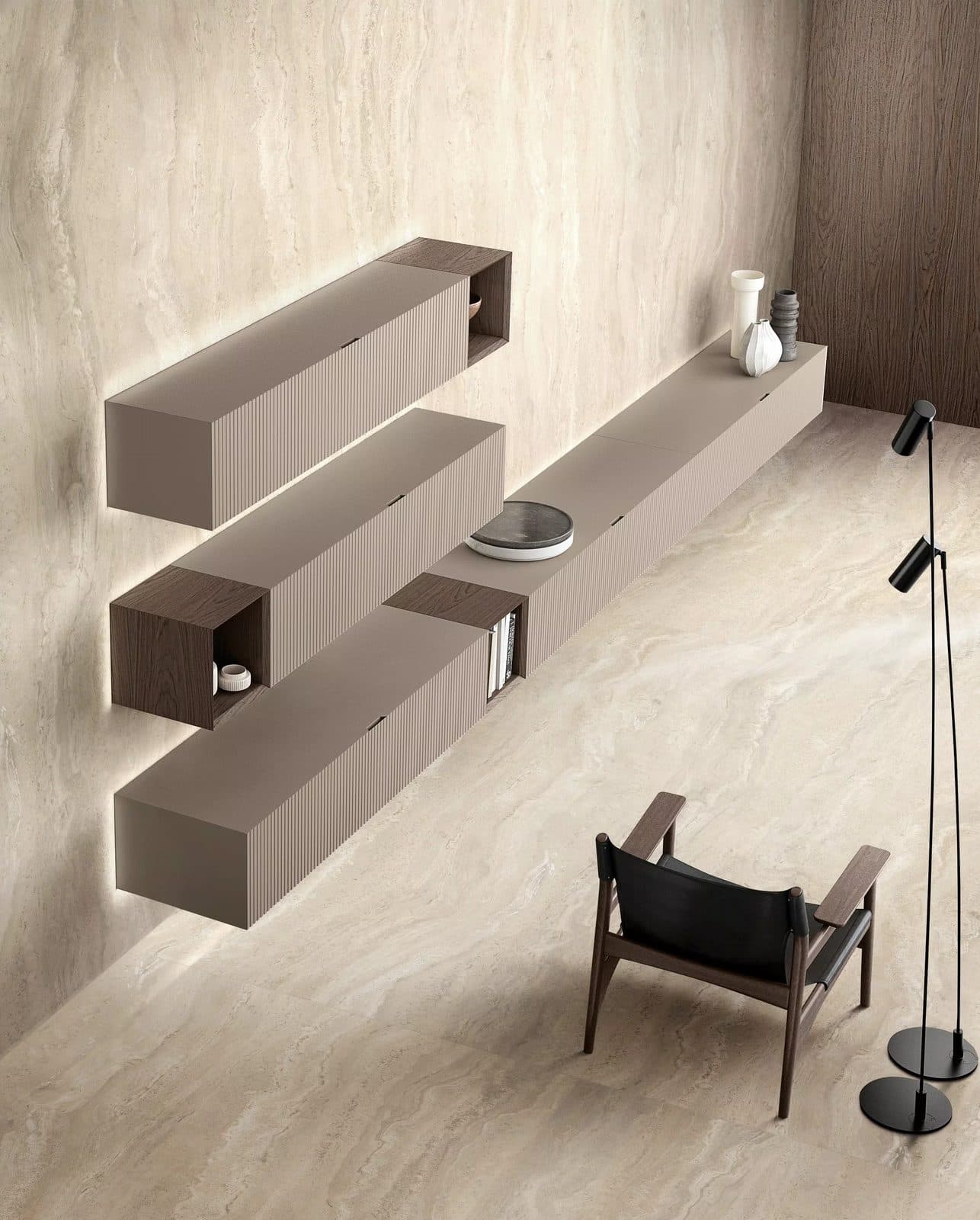 Authentic Luxe Gold Travertine by Florim, installation view 1