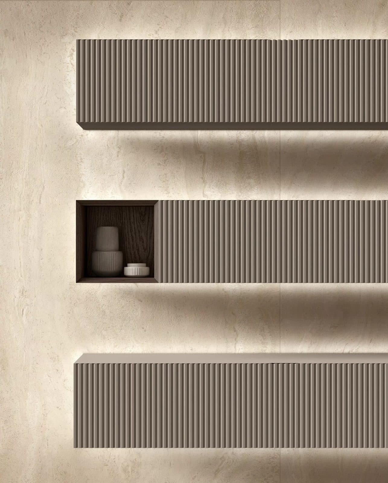 Authentic Luxe Gold Travertine by Florim, installation view 2