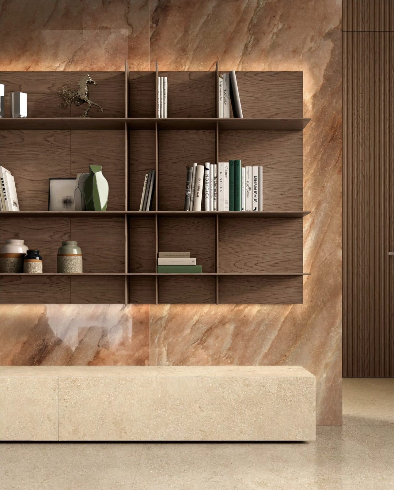 Authentic Luxe Marble Nuage, grès cérame effet marbre grand format, Florim, mise en scène 2