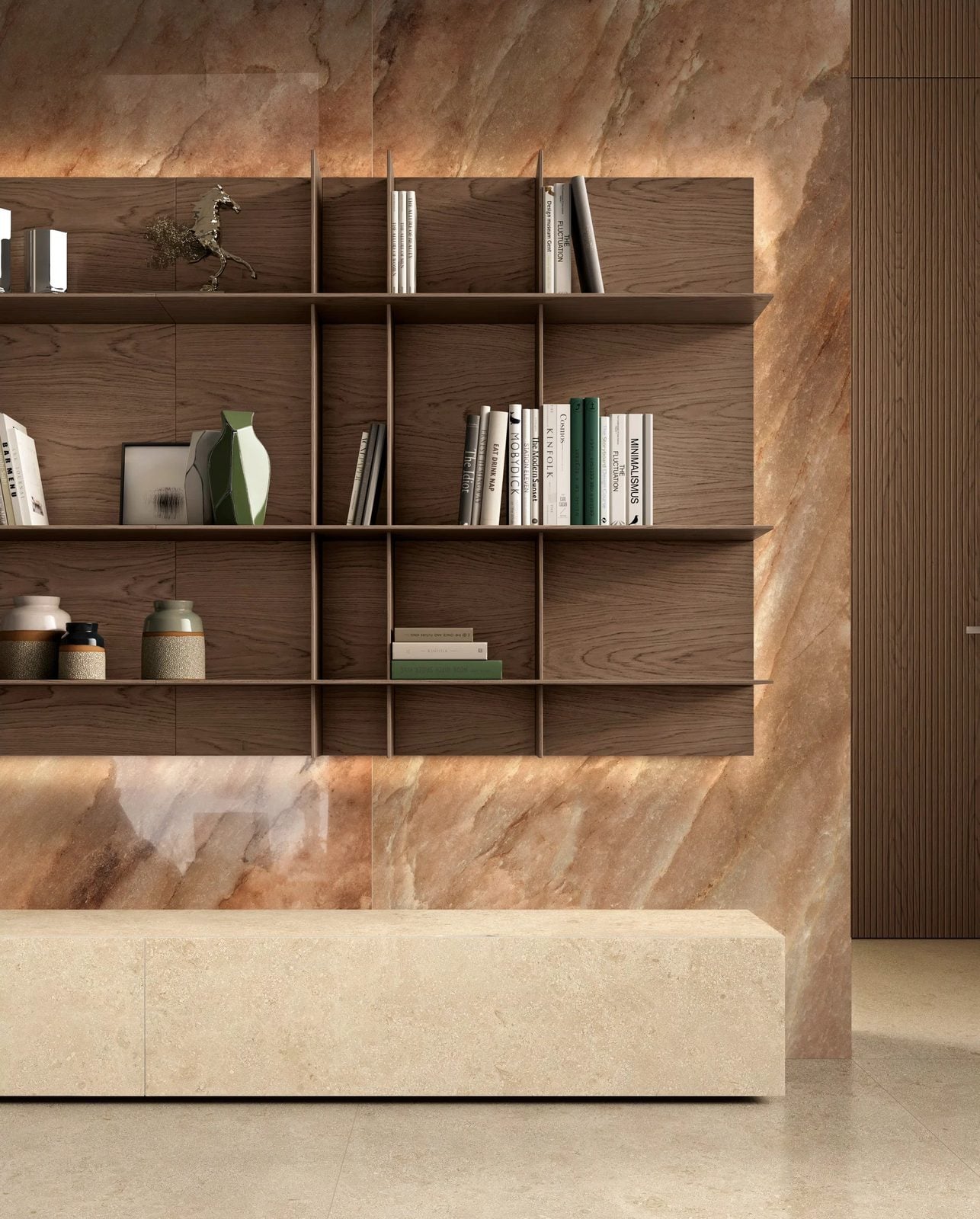 Authentic Luxe Marble Nuage, grès cérame effet marbre grand format, Florim, mise en scène 2