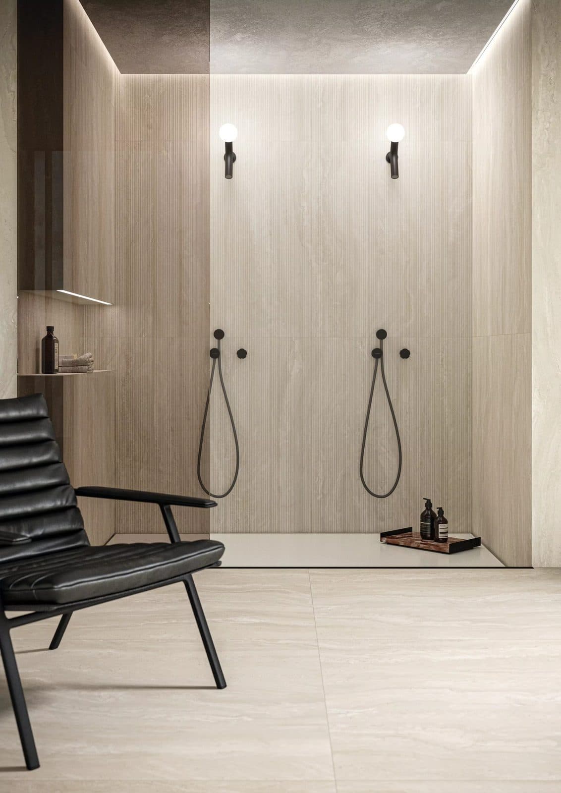 Authentic Luxe Pearl Travertine by Florim, installation view 1