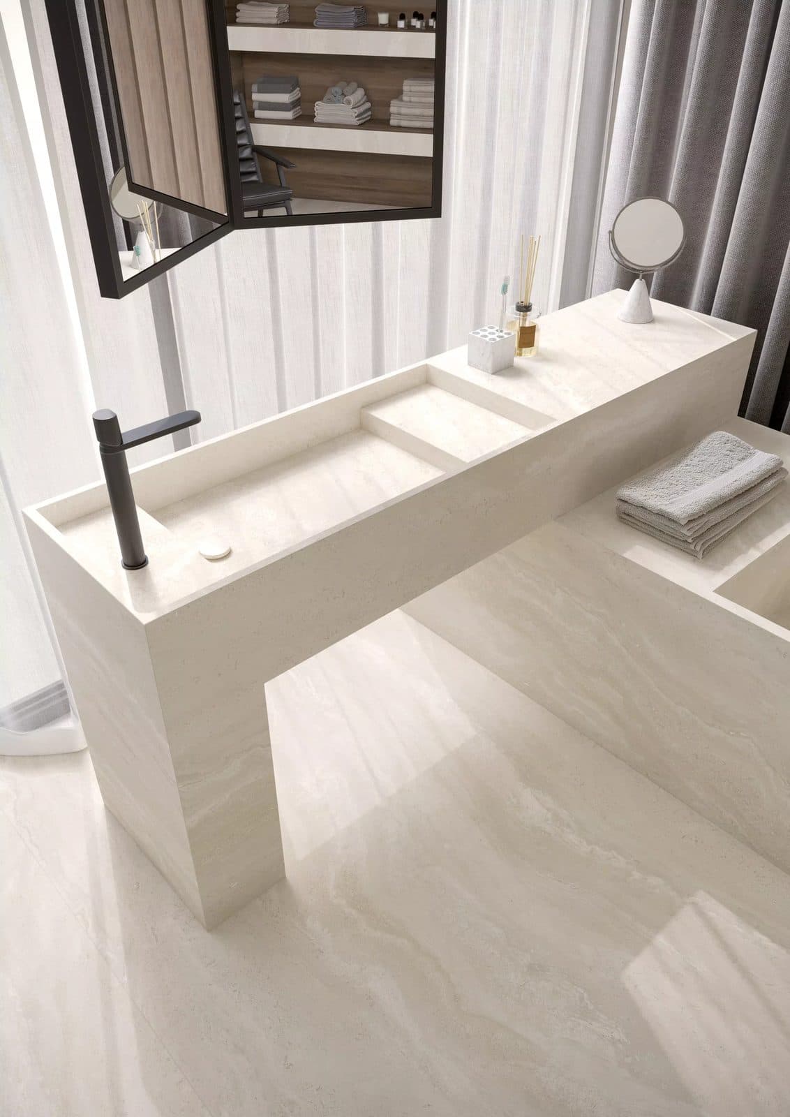 Authentic Luxe Pearl Travertine by Florim, installation view 2