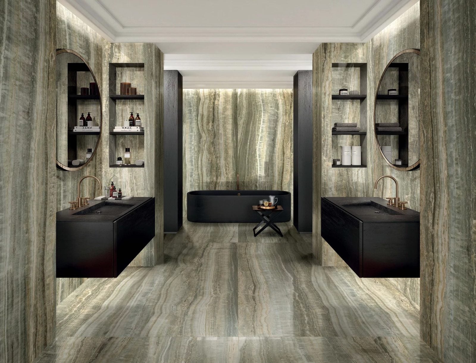 Eccentric Luxe Sage by Florim, installation view 2