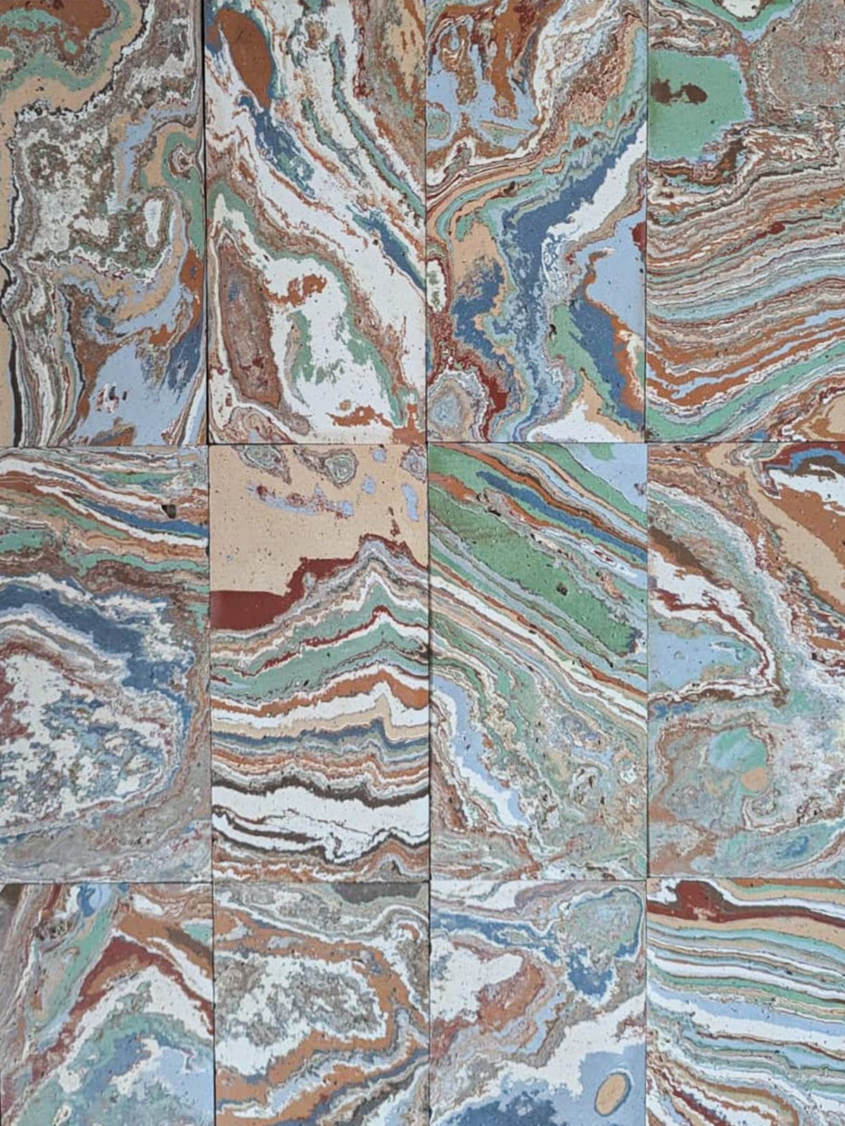 TerraeMOTO, pavement terre cuite polie artisanale italienne, Fornace Brioni, fragment géologique