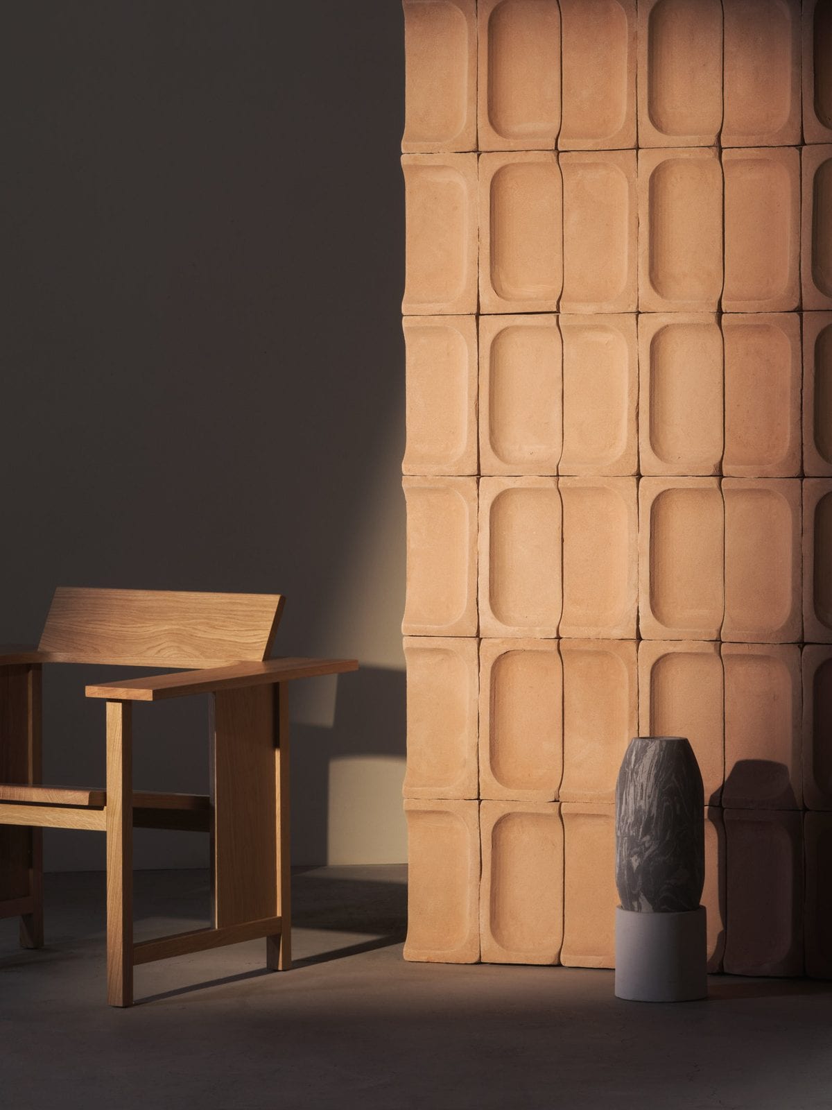Void Brick, paroi modulaire brique terre cuite sculpturale, Fornace Brioni, design Snøhetta
