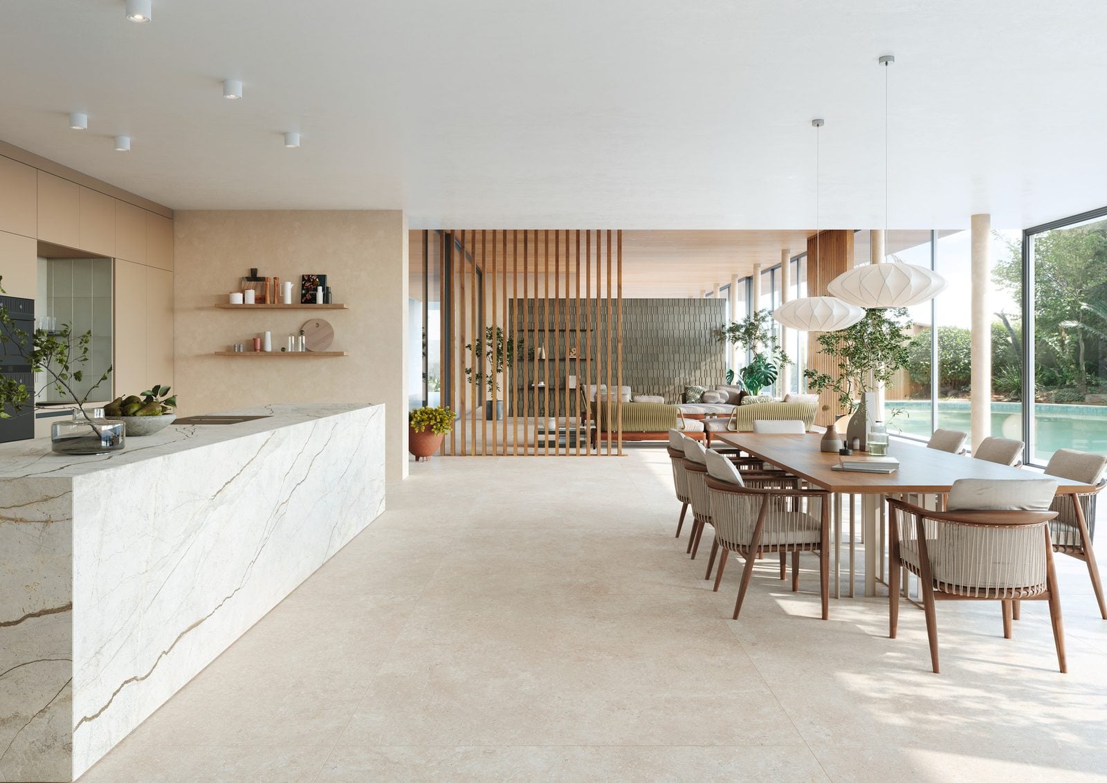 Mystone Limestone Ivory by Marazzi, installation view 2