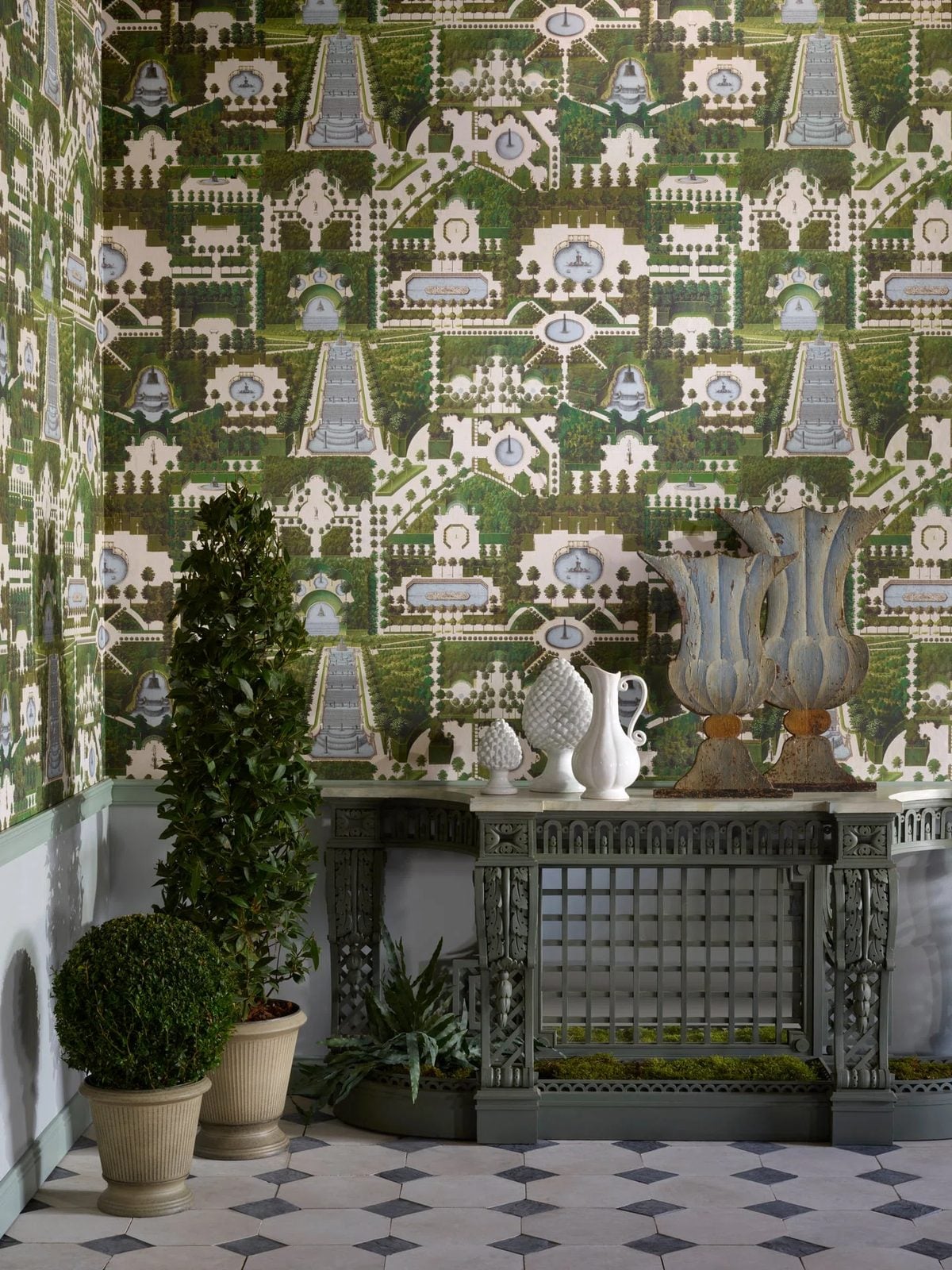 Jardin à la Française, tissu d'ameublement papier peint motif, Pierre Frey, vue 2